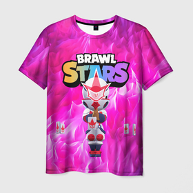 Мужская футболка 3D с принтом Белая ниндзя Тара  Brawl stars в городе Новоалтайск, 100% полиэфир | прямой крой, круглый вырез горловины, длина до линии бедер | 