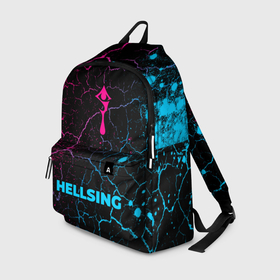 Рюкзак 3D с принтом Hellsing   neon gradient по центру в Новосибирске, 100% полиэстер | лямки с регулируемой длиной, сверху петелька, чтобы рюкзак можно было повесить на вешалку. Основное отделение закрывается на молнию, как и внешний карман. Внутри два дополнительных кармана, один из которых закрывается на молнию. По бокам два дополнительных кармашка | 