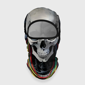 Балаклава 3D с принтом Cool cyber skull   ai art fantasy в Новосибирске, 100% полиэстер, ткань с особыми свойствами — Activecool | плотность 150–180 г/м2; хорошо тянется, но при этом сохраняет форму. Закрывает шею, вокруг отверстия для глаз кайма. Единый размер | 