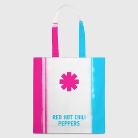 Шоппер 3D с принтом Red Hot Chili Peppers neon gradient style по центру в Новосибирске, 100% полиэстер | Плотность: 200 г/м2; Размер: 34×35 см; Высота лямок: 30 см | 