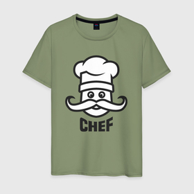 Мужская футболка хлопок с принтом Chef в Петрозаводске, 100% хлопок | прямой крой, круглый вырез горловины, длина до линии бедер, слегка спущенное плечо. | Тематика изображения на принте: 