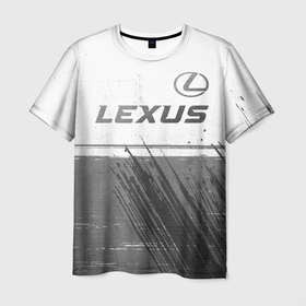 Мужская футболка 3D с принтом Lexus   white gradient посередине в Ухте, 100% полиэфир | прямой крой, круглый вырез горловины, длина до линии бедер | Тематика изображения на принте: 