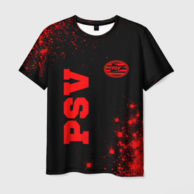 Мужская футболка 3D с принтом PSV   red gradient вертикально в городе Новоалтайск, 100% полиэфир | прямой крой, круглый вырез горловины, длина до линии бедер | 
