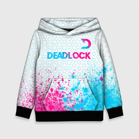 Детская толстовка 3D с принтом Deadlock neon gradient style посередине в Санкт-Петербурге, 100% полиэстер | двухслойный капюшон со шнурком для регулировки, мягкие манжеты на рукавах и по низу толстовки, спереди карман-кенгуру с мягким внутренним слоем | Тематика изображения на принте: 