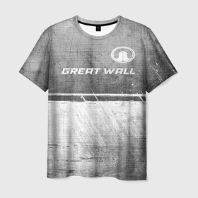 Мужская футболка 3D с принтом Great Wall   grey gradient посередине в Тюмени, 100% полиэфир | прямой крой, круглый вырез горловины, длина до линии бедер | Тематика изображения на принте: 