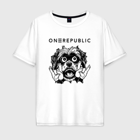 Мужская футболка хлопок Oversize с принтом OneRepublic   rock dog в Тюмени, 100% хлопок | свободный крой, круглый ворот, “спинка” длиннее передней части | 