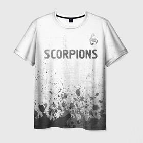 Мужская футболка 3D с принтом Scorpions   white gradient посередине в Кировске, 100% полиэфир | прямой крой, круглый вырез горловины, длина до линии бедер | Тематика изображения на принте: 