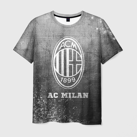 Мужская футболка 3D с принтом AC Milan   grey gradient в Новосибирске, 100% полиэфир | прямой крой, круглый вырез горловины, длина до линии бедер | 