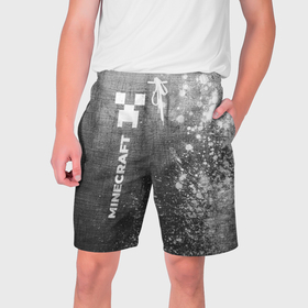 Мужские шорты 3D с принтом Minecraft   grey gradient по вертикали в Ухте,  полиэстер 100% | прямой крой, два кармана без застежек по бокам. Мягкая трикотажная резинка на поясе, внутри которой широкие завязки. Длина чуть выше колен | Тематика изображения на принте: 