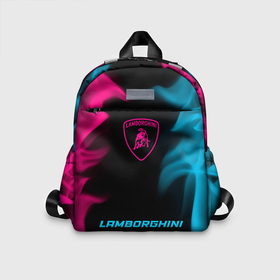 Детский рюкзак 3D с принтом Lamborghini   neon gradient по центру , 100% полиэстер | лямки с регулируемой длиной, сверху петелька, чтобы рюкзак можно было повесить на вешалку. Основное отделение закрывается на молнию, как и внешний карман. Внутри дополнительный карман. По бокам два дополнительных кармашка | 