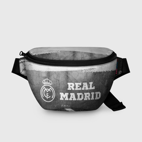 Поясная сумка 3D с принтом Real Madrid   grey gradient по горизонтали в Кировске, 100% полиэстер | плотная ткань, ремень с регулируемой длиной, внутри несколько карманов для мелочей, основное отделение и карман с обратной стороны сумки застегиваются на молнию | 