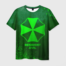 Мужская футболка 3D с принтом Resident Evil   green gradient в Белгороде, 100% полиэфир | прямой крой, круглый вырез горловины, длина до линии бедер | 