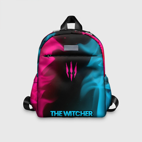 Детский рюкзак 3D с принтом The Witcher   neon gradient по центру в Кировске, 100% полиэстер | лямки с регулируемой длиной, сверху петелька, чтобы рюкзак можно было повесить на вешалку. Основное отделение закрывается на молнию, как и внешний карман. Внутри дополнительный карман. По бокам два дополнительных кармашка | Тематика изображения на принте: 