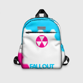 Детский рюкзак 3D с принтом Fallout neon gradient style по центру в Новосибирске, 100% полиэстер | лямки с регулируемой длиной, сверху петелька, чтобы рюкзак можно было повесить на вешалку. Основное отделение закрывается на молнию, как и внешний карман. Внутри дополнительный карман. По бокам два дополнительных кармашка | 