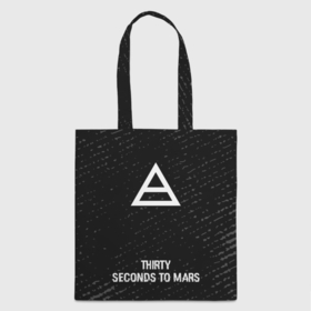 Шоппер 3D с принтом Thirty Seconds to Mars glitch на темном фоне по центру в Екатеринбурге, 100% полиэстер | Плотность: 200 г/м2; Размер: 34×35 см; Высота лямок: 30 см | Тематика изображения на принте: 