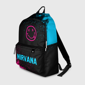 Рюкзак 3D с принтом Nirvana   neon gradient по центру в Кировске, 100% полиэстер | лямки с регулируемой длиной, сверху петелька, чтобы рюкзак можно было повесить на вешалку. Основное отделение закрывается на молнию, как и внешний карман. Внутри два дополнительных кармана, один из которых закрывается на молнию. По бокам два дополнительных кармашка | 