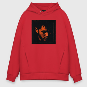 Мужское худи Oversize хлопок с принтом The Weeknd Trilogy в Петрозаводске, френч-терри — 70% хлопок, 30% полиэстер. Мягкий теплый начес внутри —100% хлопок | боковые карманы, эластичные манжеты и нижняя кромка, капюшон на магнитной кнопке | Тематика изображения на принте: 