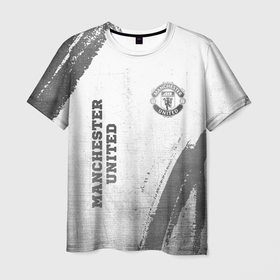 Мужская футболка 3D с принтом Manchester United   white gradient вертикально в Петрозаводске, 100% полиэфир | прямой крой, круглый вырез горловины, длина до линии бедер | Тематика изображения на принте: 