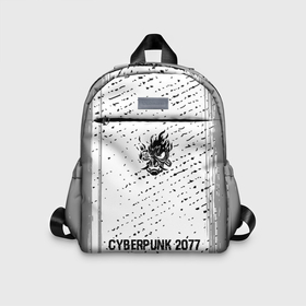 Детский рюкзак 3D с принтом Cyberpunk 2077 glitch на светлом фоне по центру в городе Новоалтайск, 100% полиэстер | лямки с регулируемой длиной, сверху петелька, чтобы рюкзак можно было повесить на вешалку. Основное отделение закрывается на молнию, как и внешний карман. Внутри дополнительный карман. По бокам два дополнительных кармашка | 