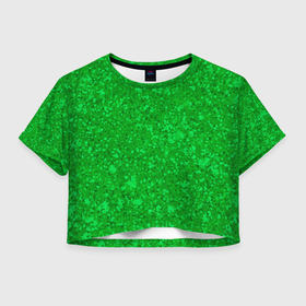 Женская футболка Crop-top 3D с принтом Сочный зелёный текстура напыление в Ухте, 100% полиэстер | круглая горловина, длина футболки до линии талии, рукава с отворотами | 