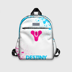 Детский рюкзак 3D с принтом Destiny neon gradient style по центру в Ухте, 100% полиэстер | лямки с регулируемой длиной, сверху петелька, чтобы рюкзак можно было повесить на вешалку. Основное отделение закрывается на молнию, как и внешний карман. Внутри дополнительный карман. По бокам два дополнительных кармашка | Тематика изображения на принте: 