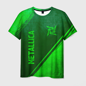 Мужская футболка 3D с принтом Metallica   green gradient вертикально в городе Новоалтайск, 100% полиэфир | прямой крой, круглый вырез горловины, длина до линии бедер | 