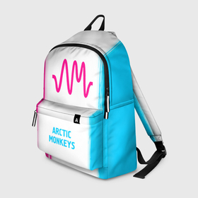 Рюкзак 3D с принтом Arctic Monkeys neon gradient style по центру в городе Новоалтайск, 100% полиэстер | лямки с регулируемой длиной, сверху петелька, чтобы рюкзак можно было повесить на вешалку. Основное отделение закрывается на молнию, как и внешний карман. Внутри два дополнительных кармана, один из которых закрывается на молнию. По бокам два дополнительных кармашка | 