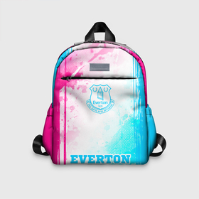 Детский рюкзак 3D с принтом Everton neon gradient style по центру в Петрозаводске, 100% полиэстер | лямки с регулируемой длиной, сверху петелька, чтобы рюкзак можно было повесить на вешалку. Основное отделение закрывается на молнию, как и внешний карман. Внутри дополнительный карман. По бокам два дополнительных кармашка | 