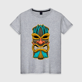 Женская футболка хлопок с принтом Африка маска в Ухте, 100% хлопок | прямой крой, круглый вырез горловины, длина до линии бедер, слегка спущенное плечо | 