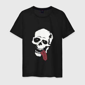 Мужская футболка хлопок с принтом Jesse pinkman skeleton tong skull в городе Новоалтайск, 100% хлопок | прямой крой, круглый вырез горловины, длина до линии бедер, слегка спущенное плечо. | Тематика изображения на принте: 