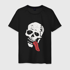 Мужская футболка хлопок с принтом Jesse pinkman skeleton tong skull в городе Новоалтайск, 100% хлопок | прямой крой, круглый вырез горловины, длина до линии бедер, слегка спущенное плечо. | Тематика изображения на принте: 
