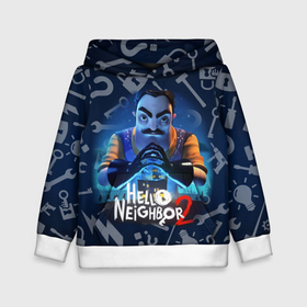 Детская толстовка 3D с принтом Привет сосед из игры Hello Neighbor в городе Новоалтайск, 100% полиэстер | двухслойный капюшон со шнурком для регулировки, мягкие манжеты на рукавах и по низу толстовки, спереди карман-кенгуру с мягким внутренним слоем | 