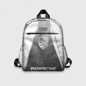 Детский рюкзак 3D с принтом Porsche   grey gradient по центру в Тюмени, 100% полиэстер | лямки с регулируемой длиной, сверху петелька, чтобы рюкзак можно было повесить на вешалку. Основное отделение закрывается на молнию, как и внешний карман. Внутри дополнительный карман. По бокам два дополнительных кармашка | Тематика изображения на принте: 