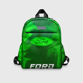 Детский рюкзак 3D с принтом Ford   green gradient по центру , 100% полиэстер | лямки с регулируемой длиной, сверху петелька, чтобы рюкзак можно было повесить на вешалку. Основное отделение закрывается на молнию, как и внешний карман. Внутри дополнительный карман. По бокам два дополнительных кармашка | Тематика изображения на принте: 
