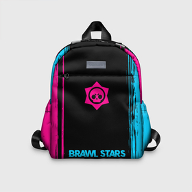 Детский рюкзак 3D с принтом Brawl Stars   neon gradient по центру в городе Новоалтайск, 100% полиэстер | лямки с регулируемой длиной, сверху петелька, чтобы рюкзак можно было повесить на вешалку. Основное отделение закрывается на молнию, как и внешний карман. Внутри дополнительный карман. По бокам два дополнительных кармашка | 
