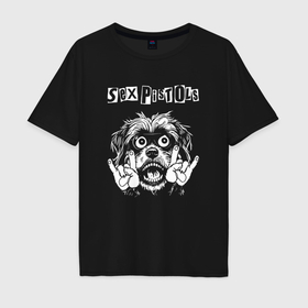 Мужская футболка хлопок Oversize с принтом Sex Pistols rock dog в Архангельске, 100% хлопок | свободный крой, круглый ворот, “спинка” длиннее передней части | 