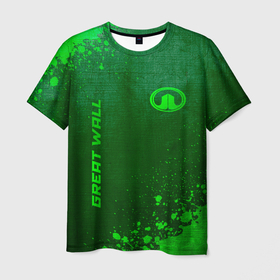 Мужская футболка 3D с принтом Great Wall   green gradient вертикально в городе Новоалтайск, 100% полиэфир | прямой крой, круглый вырез горловины, длина до линии бедер | 
