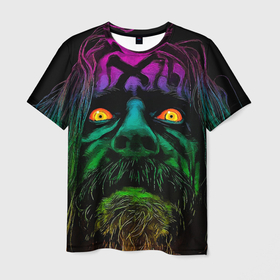 Мужская футболка 3D с принтом Rob zombie   head в Ухте, 100% полиэфир | прямой крой, круглый вырез горловины, длина до линии бедер | 
