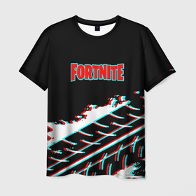 Мужская футболка 3D с принтом Fortnite краски глитч в Ухте, 100% полиэфир | прямой крой, круглый вырез горловины, длина до линии бедер | 