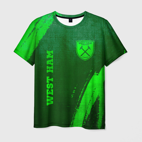 Мужская футболка 3D с принтом West Ham   green gradient вертикально в городе Новоалтайск, 100% полиэфир | прямой крой, круглый вырез горловины, длина до линии бедер | 