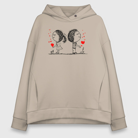 Женское худи Oversize хлопок с принтом Crazy lovers в городе Новоалтайск, френч-терри — 70% хлопок, 30% полиэстер. Мягкий теплый начес внутри —100% хлопок | боковые карманы, эластичные манжеты и нижняя кромка, капюшон на магнитной кнопке | Тематика изображения на принте: 
