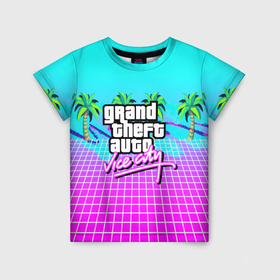 Детская футболка 3D с принтом Vice city tropic collection , 100% гипоаллергенный полиэфир | прямой крой, круглый вырез горловины, длина до линии бедер, чуть спущенное плечо, ткань немного тянется | Тематика изображения на принте: 