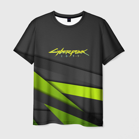 Мужская футболка 3D с принтом Cyberpunk 2077 stripes line в городе Новоалтайск, 100% полиэфир | прямой крой, круглый вырез горловины, длина до линии бедер | Тематика изображения на принте: 