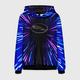 Мужская толстовка 3D с принтом Jaguar neon energy в Петрозаводске, 100% полиэстер | двухслойный капюшон со шнурком для регулировки, мягкие манжеты на рукавах и по низу толстовки, спереди карман-кенгуру с мягким внутренним слоем. | Тематика изображения на принте: 