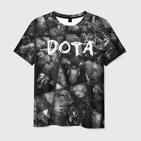 Мужская футболка 3D с принтом Dota 2   мозаика из персонажей игры в Смоленске, 100% полиэфир | прямой крой, круглый вырез горловины, длина до линии бедер | 