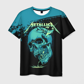 Мужская футболка 3D с принтом Metallica   молния пробивает череп в городе Новоалтайск, 100% полиэфир | прямой крой, круглый вырез горловины, длина до линии бедер | Тематика изображения на принте: 
