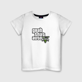 Детская футболка хлопок с принтом GTA5 игровое лого , 100% хлопок | круглый вырез горловины, полуприлегающий силуэт, длина до линии бедер | Тематика изображения на принте: 