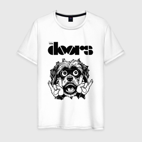 Мужская футболка хлопок с принтом The Doors   rock dog в Архангельске, 100% хлопок | прямой крой, круглый вырез горловины, длина до линии бедер, слегка спущенное плечо. | Тематика изображения на принте: 