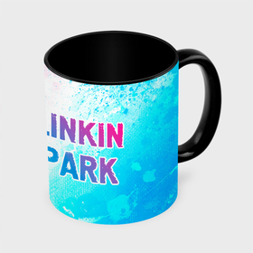 Кружка с полной запечаткой с принтом Linkin Park 2024 neon gradient style по горизонтали в Новосибирске, керамика | ёмкость 330 мл | 