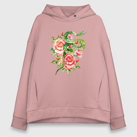 Женское худи Oversize хлопок Акварельная змея